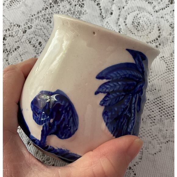 “Old Sleepy Eye” Porcelain Open Sugar Bowl Cobalt & Gray - Picture 3 of 7